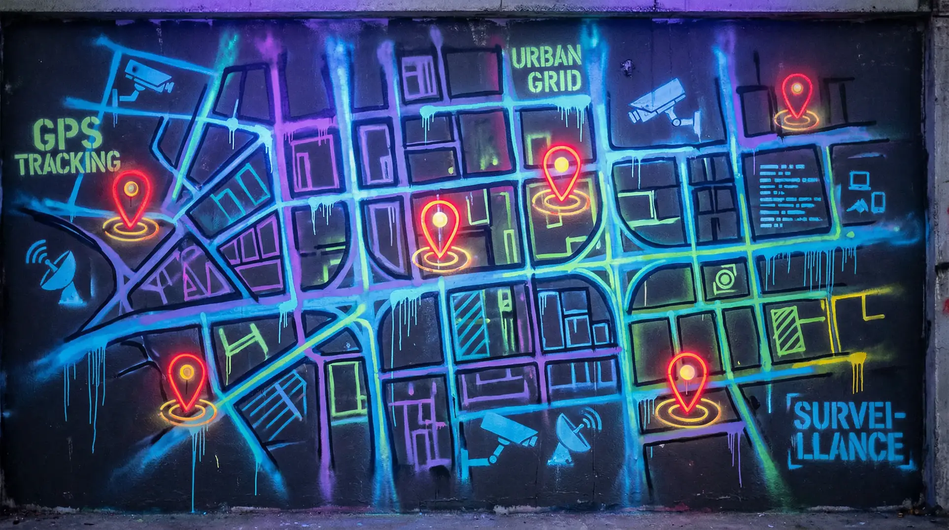 一个人看的免费直播大全 狗仔追踪地图 - 城市涂鸦风格